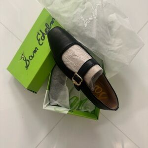 Sam Edelman Michaela Black Leather  Mary Jane’s with Gold Buckle